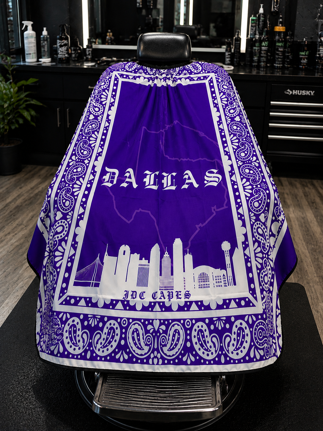 46.Dallas Bandana – Purple Barber Cape
