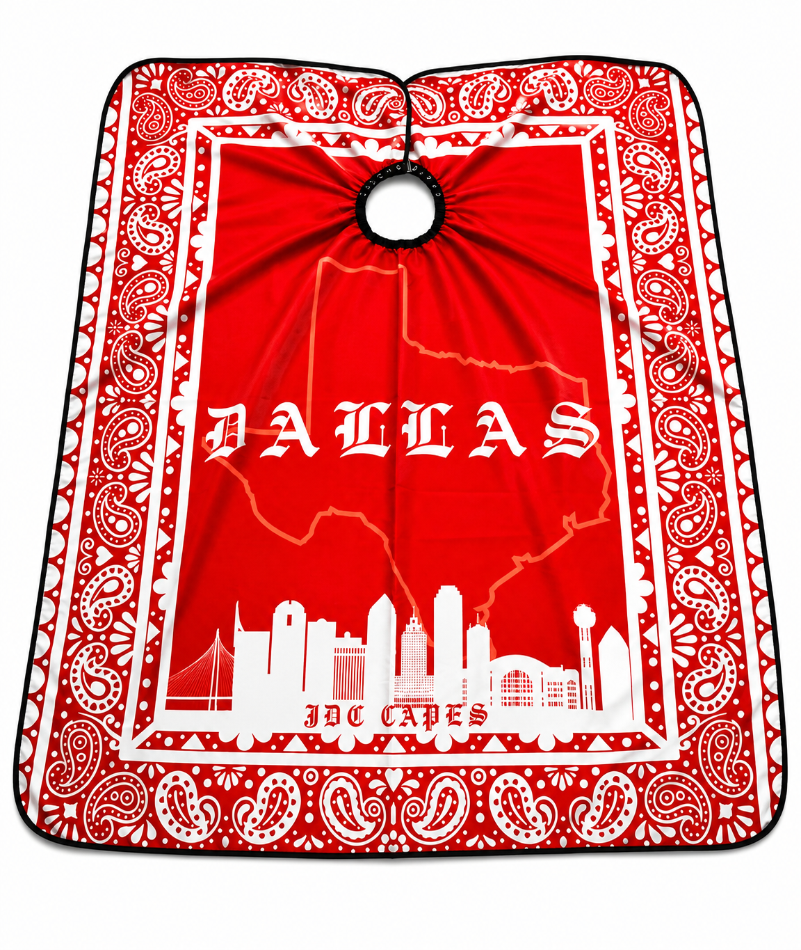 57. Red Dallas Barber Cape