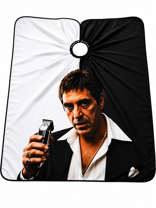59. Scarface with Clippers Barber Cape