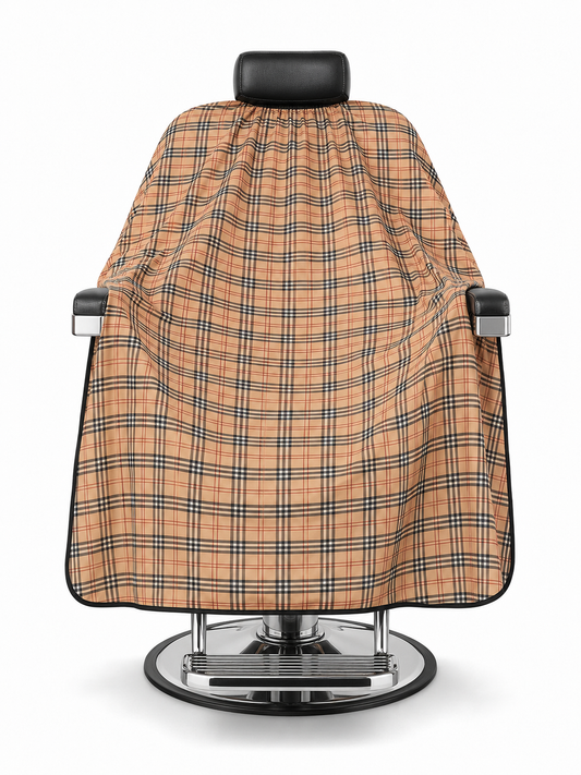 79. JDC Classic Tan Plaid Barber Cape