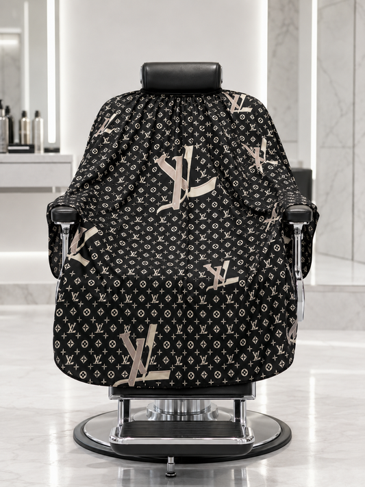 87. Black Monogram Barber Cape