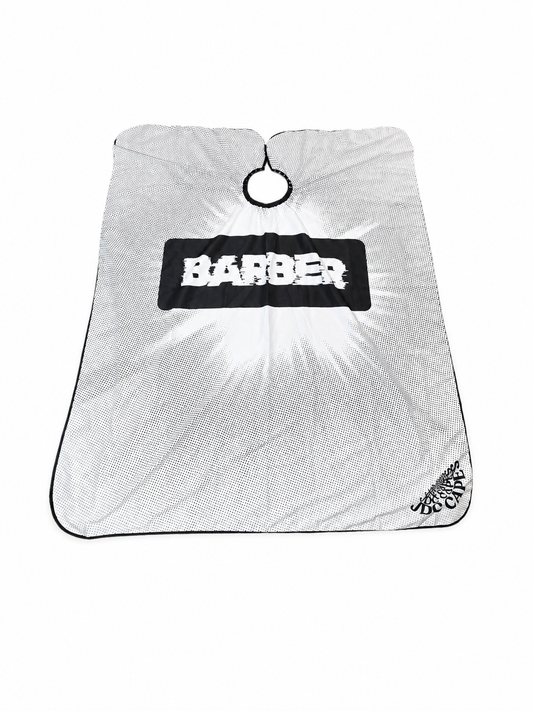 109. Classic Barber Cape – White & Black