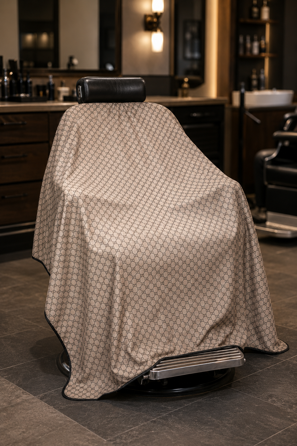 95. Beige Luxury Monogram Barber Cape