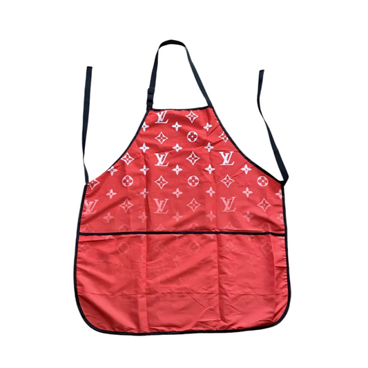 99. Red Luxury Monogram Barber Apron