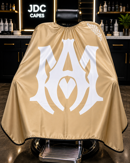 24. JDC Sand Monogram Barber Cape