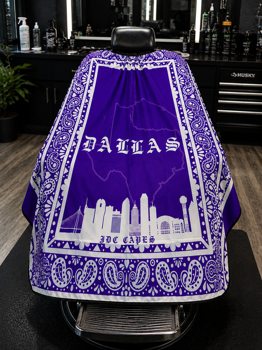 46.Dallas Bandana – Purple Barber Cape