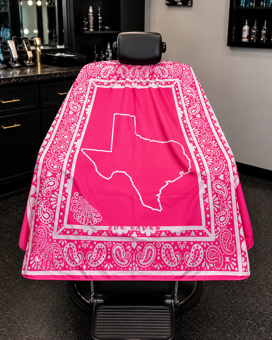 47. Pink Texas Barber Cape