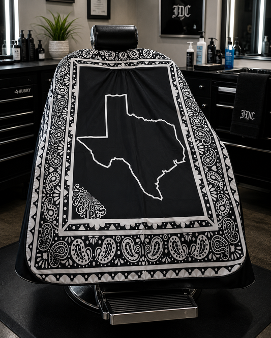 48. Texas Outline Black Barber Cape