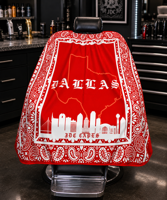 57. Red Dallas Barber Cape