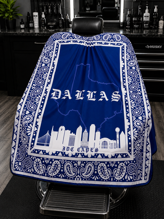 56. Dallas Bandana – Royal Blue Barber Cape