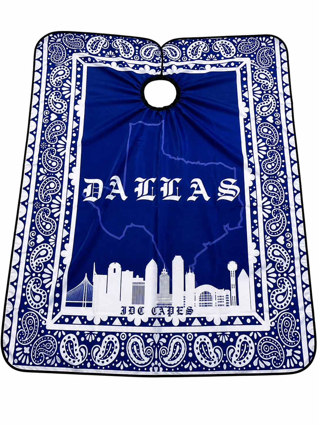 56. Dallas Bandana – Royal Blue Barber Cape