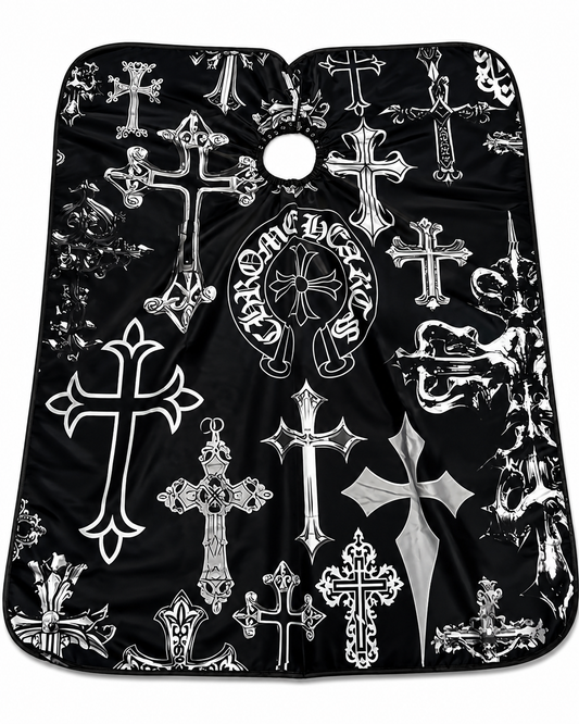 58. JDC Grey Cross Barber Cape