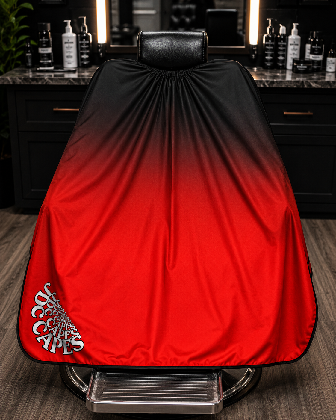62. Black & Red Fade Barber Cape