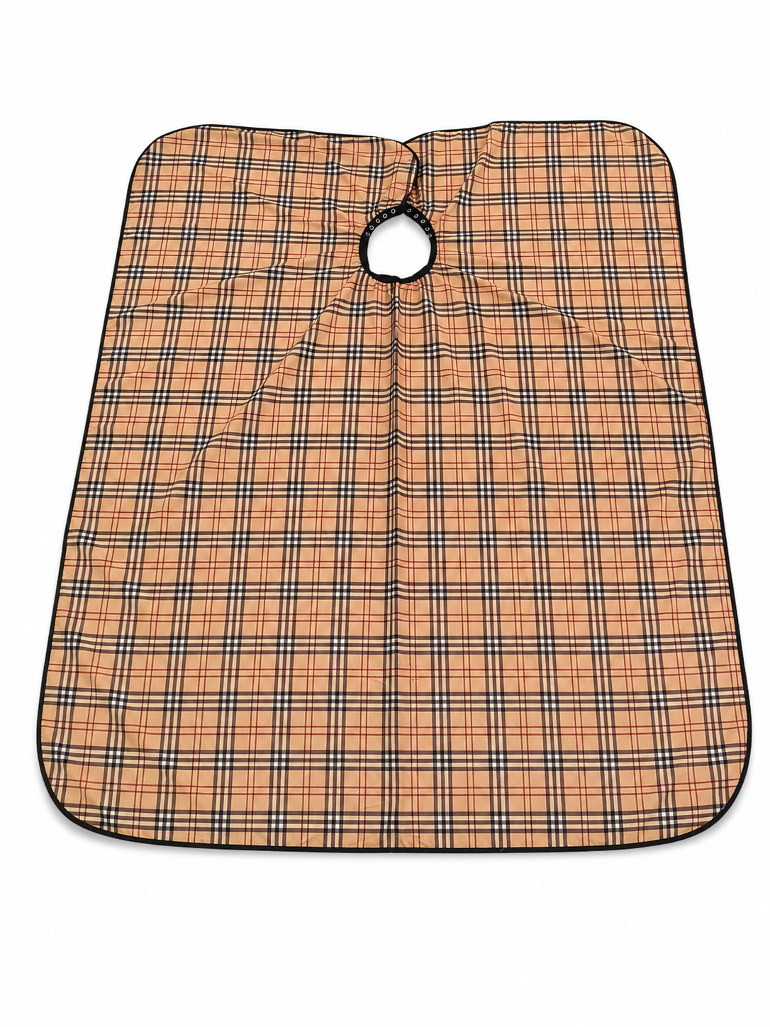 79. JDC Classic Tan Plaid Barber Cape