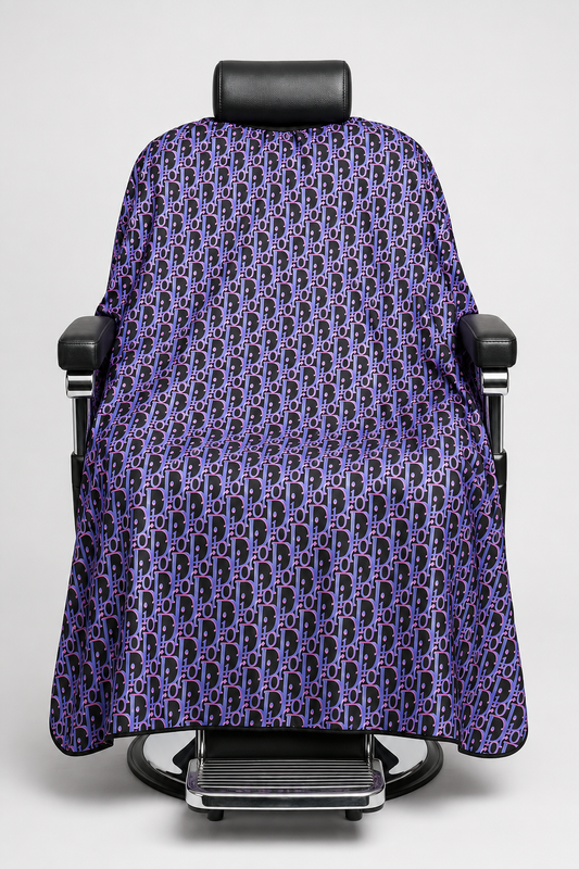80. JDC Purple Luxury Monogram Barber Cape