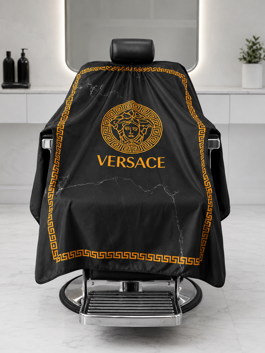 82. Black & Gold Medusa Barber Cape