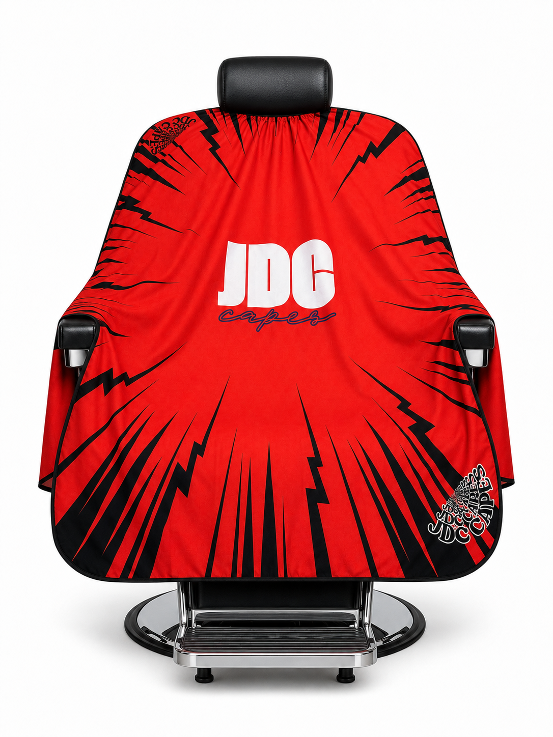 84. JDC Red Lightning Barber Cape