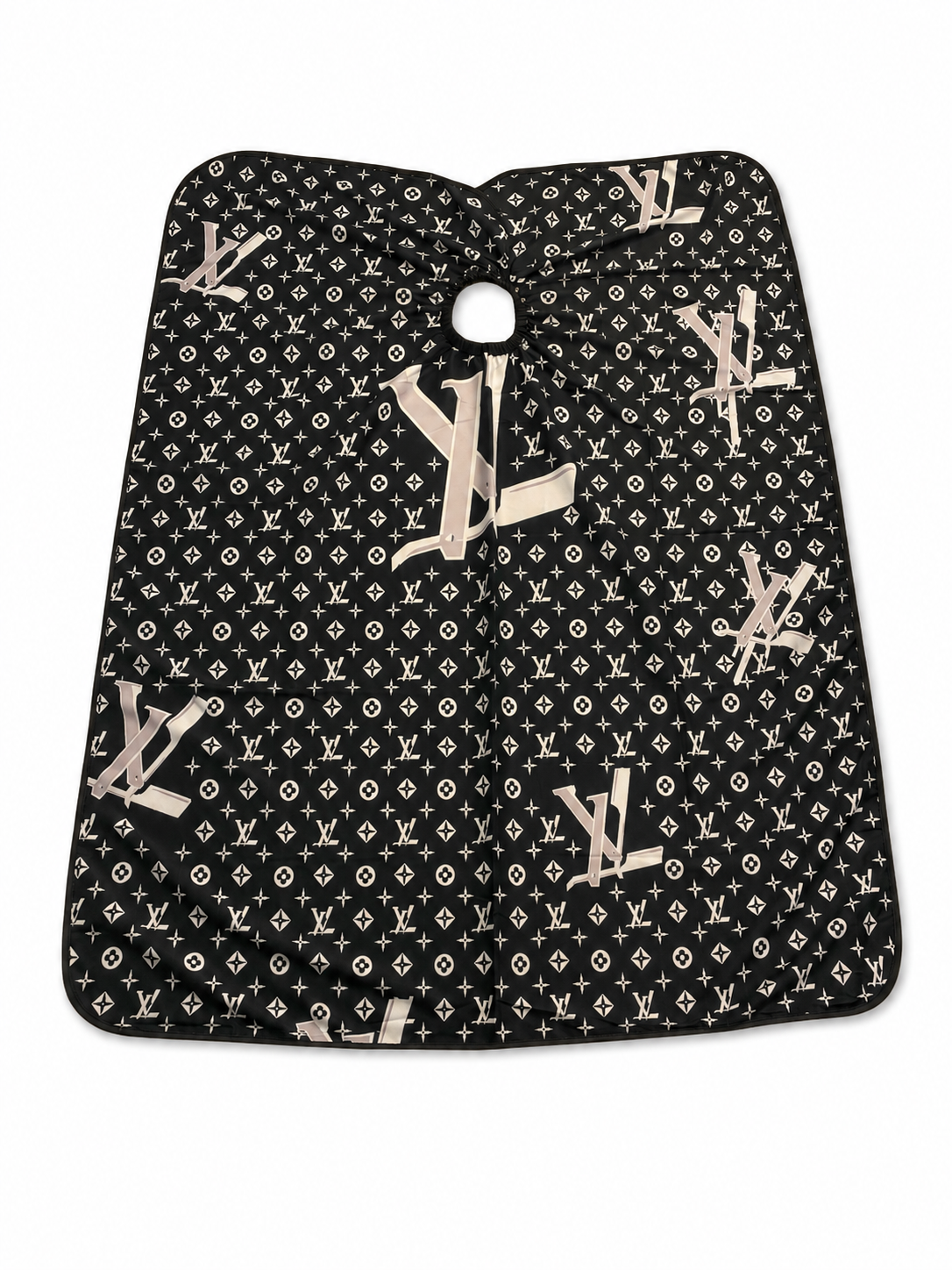 87. Black Monogram Barber Cape