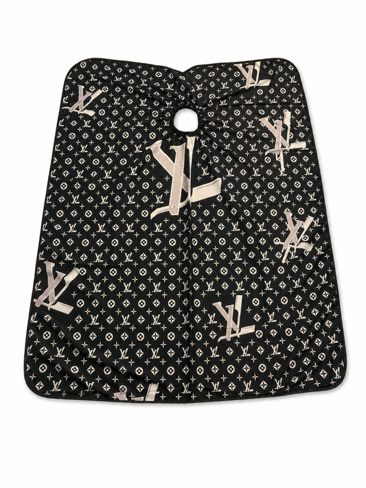 87. Black Monogram Barber Cape