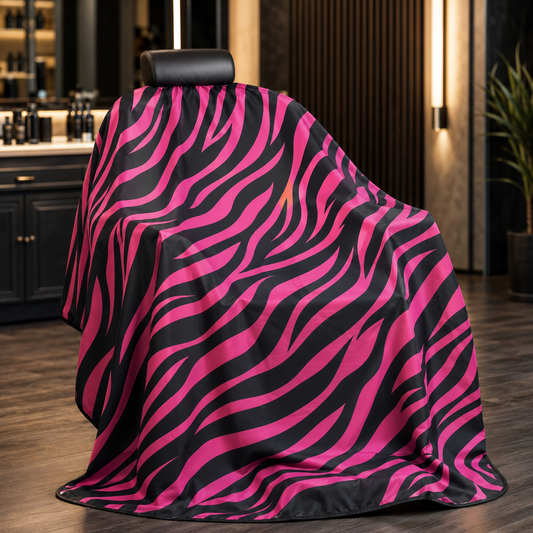 104. Pink Zebra Barber Cape