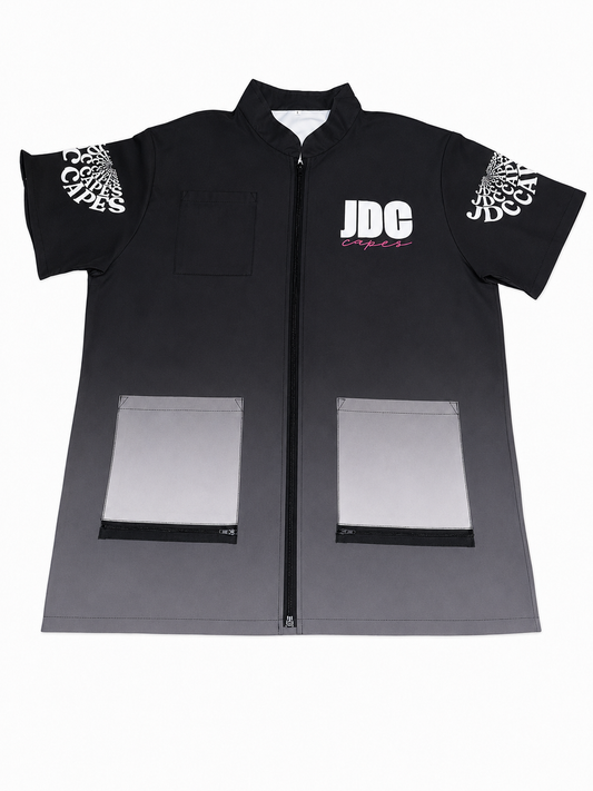 114. JDC Black & Gray Gradient Barber Smock