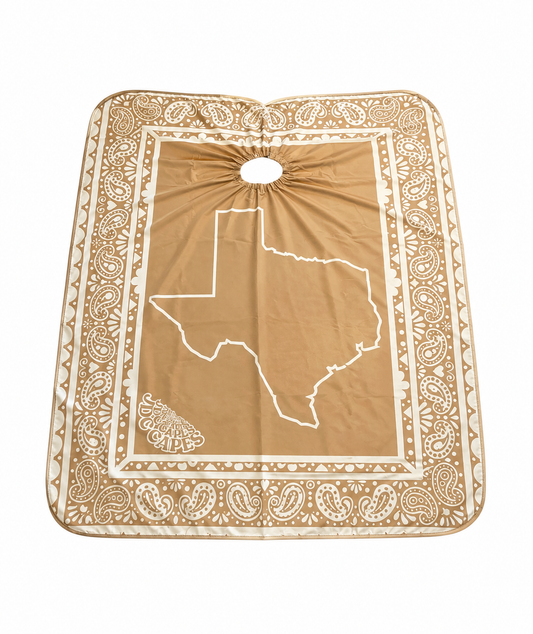 50. Texas Outline Beige Barber Cape
