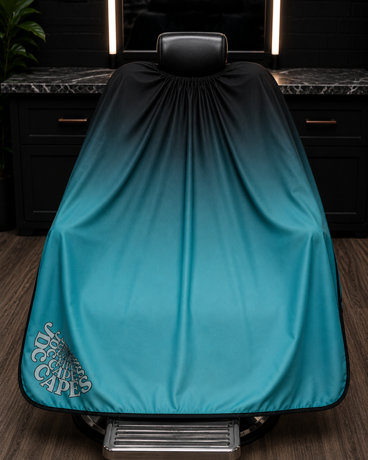 67. Midnight Aqua Fade Barber Cape