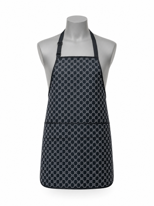 102. Black Luxury Monogram Barber Apron