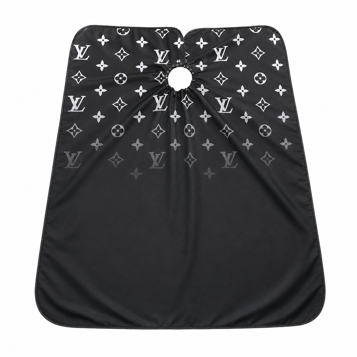 94.Black & Silver Luxury Monogram Barber Cape